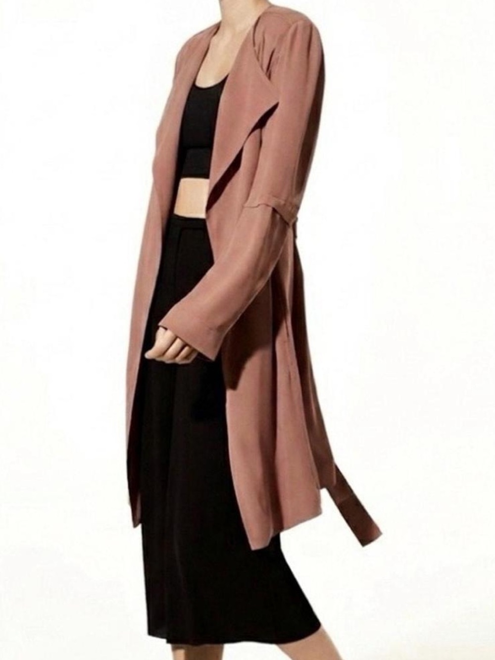 Babaton Quincey Trench Coat Duster from Aritzia in Dusty Rose M